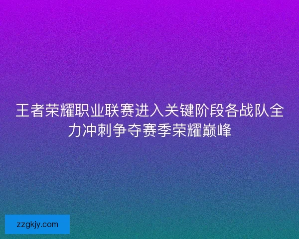 王者荣耀职业联赛进入关键阶段各战队全力冲刺争夺赛季荣耀巅峰